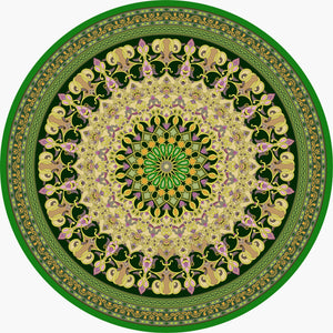 Luxury Hand Tufted New Zealand Wool Rug – Round Classical Green Design